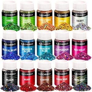 holographic chunky glitter, 15 colors craft glitter for resin, leobro nail glitter, festival cosmetic eye hair face body glitter, glitter flakes sequins for epoxy resin tumbler diy arts crafts