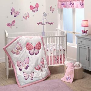 bedtime originals 3 piece crib bedding set, butterfly kisses, multicolor