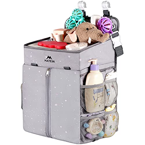 MATEIN Hanging Diaper Caddy, Portable Diaper Organizer Stacker, Nursery Storage for Changing Table, Crib, Playard or Baby Bed Stroller - Gifts for New Mom after Birth