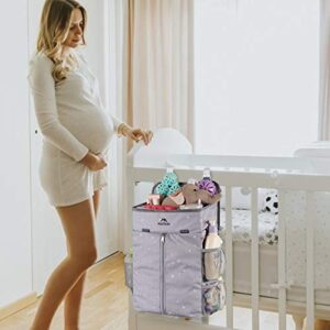 MATEIN Hanging Diaper Caddy, Portable Diaper Organizer Stacker, Nursery Storage for Changing Table, Crib, Playard or Baby Bed Stroller - Gifts for New Mom after Birth