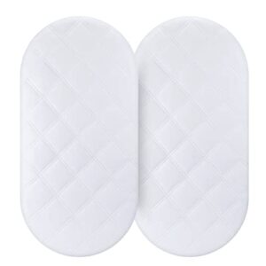 yoofoss waterproof bassinet mattress pad cover 2 pack fit for hourglass/oval bassinet mattress, baby bassinet mattress protector for boys and girls 32x16in