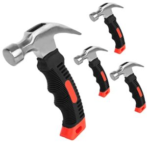 lishine 8 oz stubby claw hammer, 4 pack small claw hammer with mini handle, nail hammer tools, small hammer for household work and outdoor camping