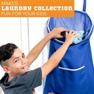 Over the Door Laundry Hamper- Basketball Laundry Hamper for Kids Room - Fun Kids Laundry Hamper with Sock Compartment For Basketball Hamper For Boys Room - Kids Hamper