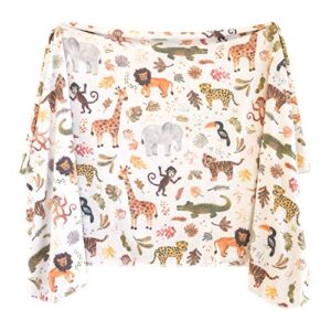 extra soft knit swaddling receiving blanket wild safari by village baby