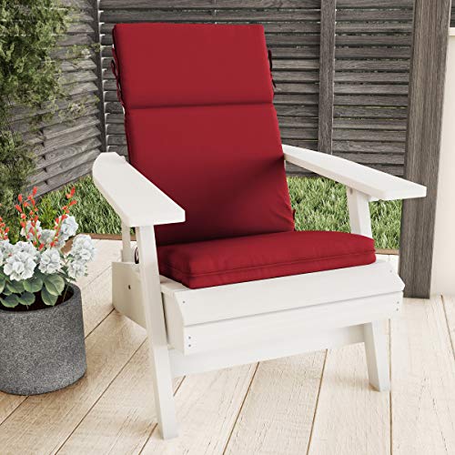 Lavish Home Red High-Back Patio Cushion– for Outdoor Furniture, Adirondack, Rocking or Dining Chairs Fabric with Piping & Ties by LHC, 1 Count (Pack of 1)