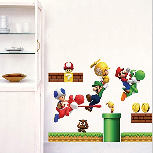 Super Mario Removable Wall Decals Stickers Boys Girls Kids Room Nursery Wall Mural Decor Build a Scene Peel and Stick Wall Decal Stickers