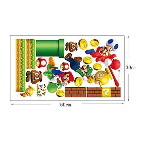 Super Mario Removable Wall Decals Stickers Boys Girls Kids Room Nursery Wall Mural Decor Build a Scene Peel and Stick Wall Decal Stickers