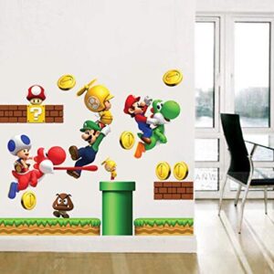 Super Mario Removable Wall Decals Stickers Boys Girls Kids Room Nursery Wall Mural Decor Build a Scene Peel and Stick Wall Decal Stickers