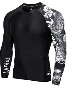 lafroi men's long sleeve upf 50+ baselayer skins performance fit compression rash guard-clyyb asym dragon size sm