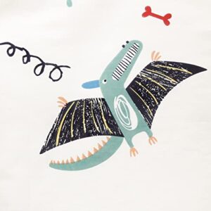 J-pinno Dinosaur Plaid Boys Girls Cartoon Duvet Cover + Pillowcase Set, Zipper Closure, 100% Cotton, for Kids Crib Toddler Bedding Decoration Gift (Dinosaur 2, Crib 47" X 59")