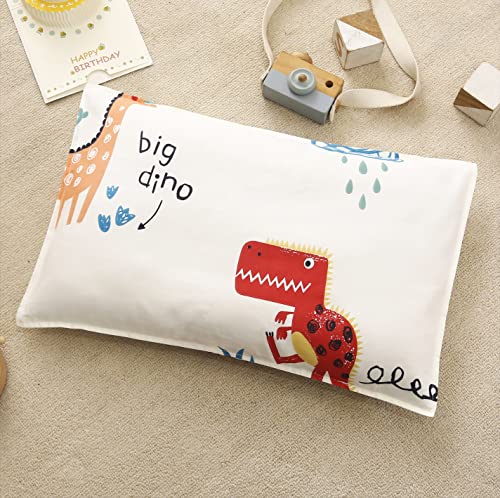 J-pinno Dinosaur Plaid Boys Girls Cartoon Duvet Cover + Pillowcase Set, Zipper Closure, 100% Cotton, for Kids Crib Toddler Bedding Decoration Gift (Dinosaur 2, Crib 47" X 59")