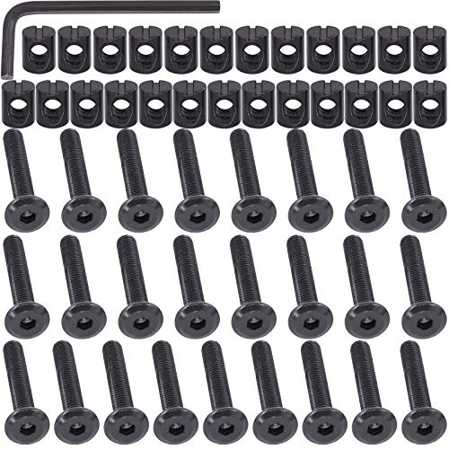 Mardatt M6 x 35mm 50PCS Black Zinc Plated Hex Socket Head Furniture Screws Bolts and Barrel Nuts for Furniture