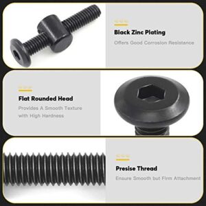 Mardatt M6 x 35mm 50PCS Black Zinc Plated Hex Socket Head Furniture Screws Bolts and Barrel Nuts for Furniture