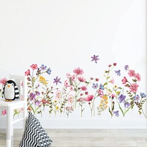 flowers vines wall decals colorful wildflowers plants wall stickers removable diy peel and stick art murals for kids room nursery classroom bedroom living room bathroom home decor