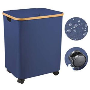 laundry hamper with wheels, collapsible laundry baskets with dual handles - dirty clothes hamper for bedroom, dorm laundry basket
