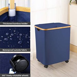 Laundry Hamper with Wheels, Collapsible Laundry Baskets with Dual Handles - Dirty Clothes Hamper for Bedroom, Dorm Laundry Basket