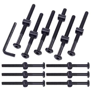 swpeet 25pcs black m6 × 80mm crib hardware screws, hex socket head cap crib baby bed bolt and barrel nuts with 1 x allen wrench perfect for furniture, cots, crib screws (m6x80mm)