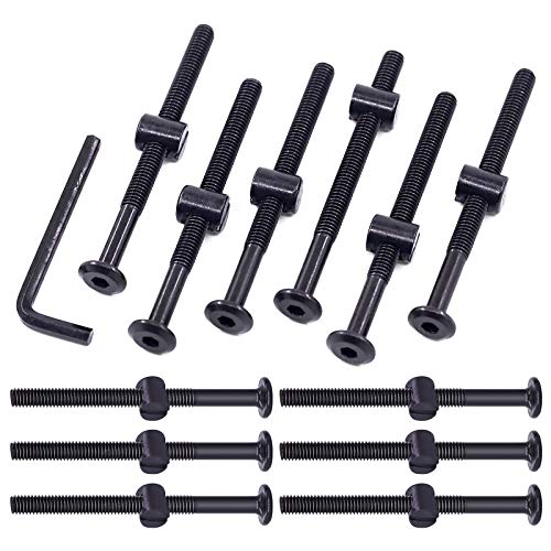 Swpeet 25Pcs Black M6 × 80mm Crib Hardware Screws, Hex Socket Head Cap Crib Baby Bed Bolt and Barrel Nuts with 1 x Allen Wrench Perfect for Furniture, Cots, Crib Screws (M6x80mm)