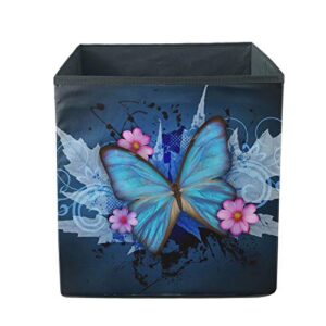afpanqz blue butterfly storage bins storage cubes 13x13x13 collapsible storage boxes containers organizer baskets for nursery office closet shelf navy