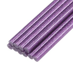 uxcell mini hot glue sticks for glue gun 0.27-inch x 4-inch purple glitter 10pcs