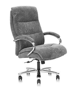 clatina ergonomic big & tall executive office chair with fabric upholstery 400lbs high capacity swivel adjustable height thick padding headrest and armrest for home office gray