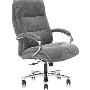CLATINA Ergonomic Big & Tall Executive Office Chair with Fabric Upholstery 400lbs High Capacity Swivel Adjustable Height Thick Padding Headrest and Armrest for Home Office Gray
