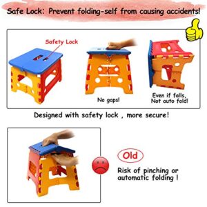 Kids Folding Step Stool for Toddlers Bathroom Sink – Safety Lock to Stable（1 Pack = Red+Blue）