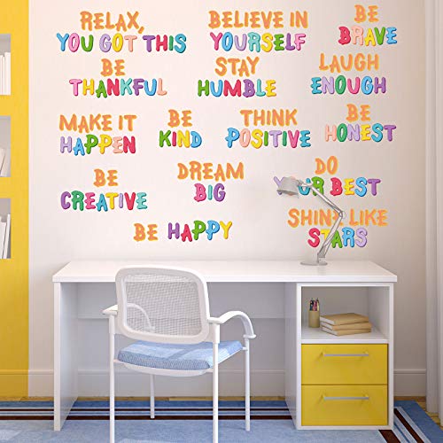 6 Pieces Colorful Inspirational Wall Decal Rainbow Positive Sayings Lettering Sticker Motivational Phrases Wall Decals Teacher Gifts for First Day of School Bedroom Classroom Kids Home Decoration