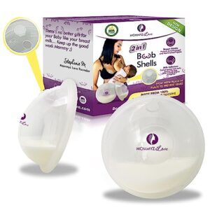 new model with plugs! breast shell & milk catcher for breastfeeding relief (2 in 1) protect cracked, sore, engorged nipples & collect breast milk leaks during the day, while nursing or pumping