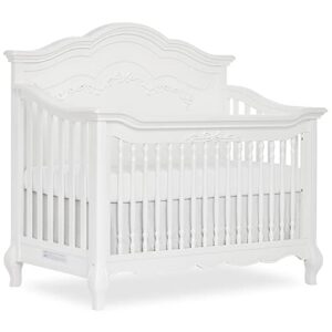 evolur aurora deluxe edition 5 in 1 curved convertible crib i fairytale nursery, frost, 58x32x54 inch (pack of 1)