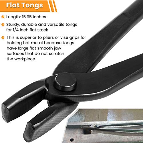 Knife Making Tongs Set Blacksmith Bladesmith Knife Tong Anvil Vise Forge Includes V-Bit Tongs Wolf Jaw Tongs Flat Tongs Blade Tongs (4 Tongs)