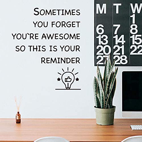 Finduat Inspirational Wall Decals Stickers - Sometime You Forget You’re Awesome, So This is Your Reminder. Vinyl Motivational Quotes Decal for Home Bedroom Living Room Decor Office Kids Room