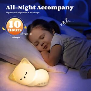 YOTOZU Cat Lamp Kitty Night Light, USB Rechargeable Cute Cat Night Light, 16 Colors Breathing Modes Kid Night Light for Girls, Childrens, Toddler, Baby, and Kids Christmas Gifts
