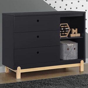 Delta Children Poppy 3 Drawer Dresser with Cubbies, Midnight Grey/Natural