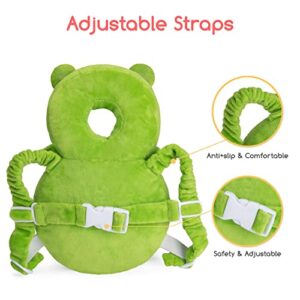 Toddler Baby Head Protection & Baby Knee Pads for Crawling and Walking (Green Frog)