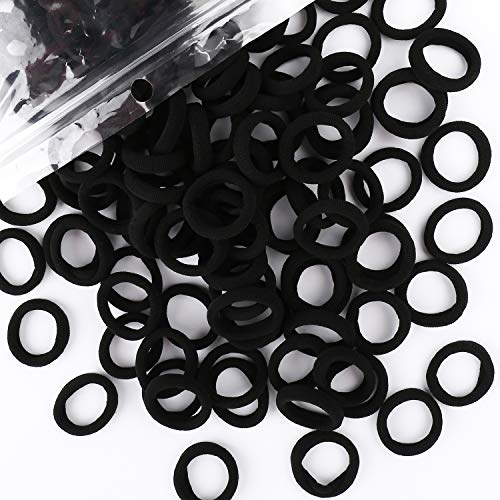 200PCS Black Baby Hair Bands – Mini Seamless Toddler Hair Ties – Soft Toddler Hair Ponytail Holders for Kids Girls, 1 Inch in Diameter, Black, by NineTong