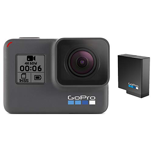 GoPro HERO6 Black + Extra Battery - E-Commerce Packaging - Waterproof Digital Action Camera with Touch Screen 4K HD Video 12MP Photos Live Streaming Stabilization