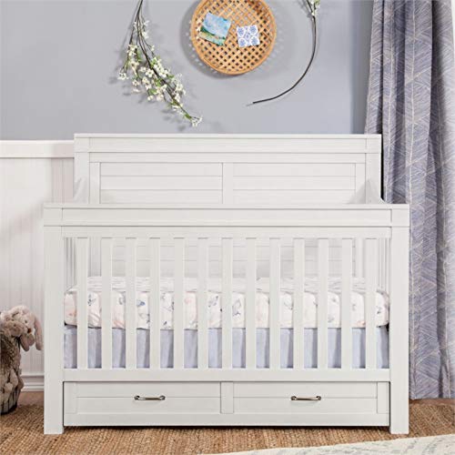 NAMESAKE Wesley Farmhouse 4-in-1 Convertible Storage Crib in Heirloom White, Greenguard Gold Certified