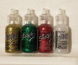 stickles glitter glue 4-color bundle: gold, green, cranberry, stardust