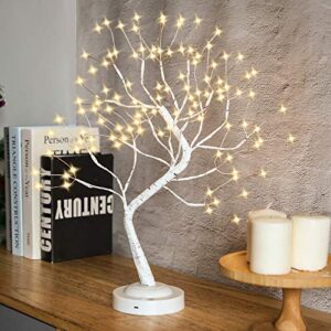 FUCHSUN $$$ Led Birch Tree Light Tabletop Bonsai Tree 20 Inches Decorative Fairy Light Artificial Tree Battery Operated Twig Lamp for Party Wedding Holiday Festival Christmas Decoration - Warm White