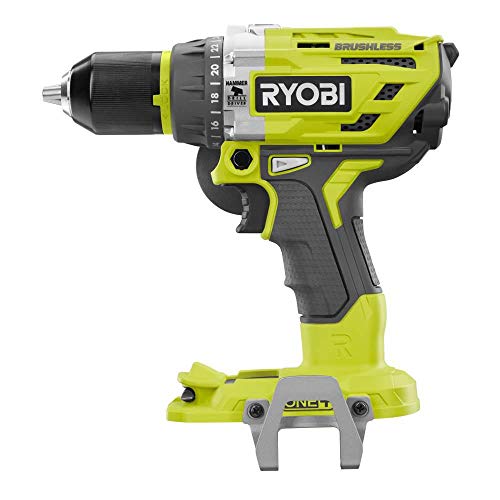 Ryobi P251 One+ 18V Lithium Ion 750 Inch Pound Brushless Hammer Drill Driver w/ 3 Drilling Modes, 24 Position Clutch, and Ergonomic Handle