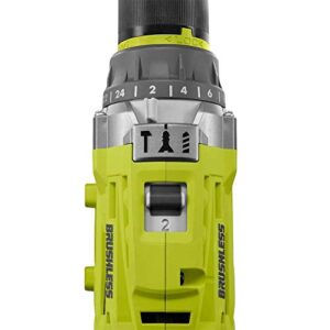 Ryobi P251 One+ 18V Lithium Ion 750 Inch Pound Brushless Hammer Drill Driver w/ 3 Drilling Modes, 24 Position Clutch, and Ergonomic Handle