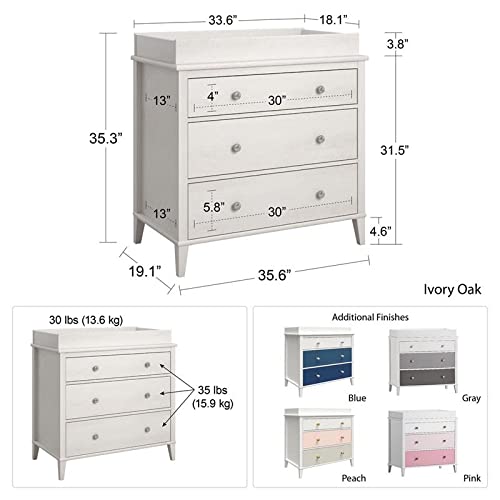 Little Seeds Monarch Hill Poppy 3 Drawer Changing Table, Blue