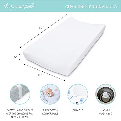 The Peanutshell Baby Changing Pad Covers for Boys or Girls | Grey & White 2 Pack Set | Elephant & Stripes