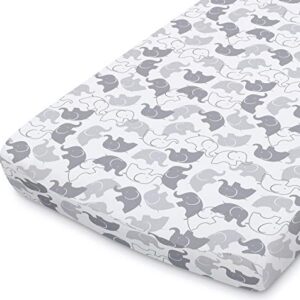 The Peanutshell Baby Changing Pad Covers for Boys or Girls | Grey & White 2 Pack Set | Elephant & Stripes