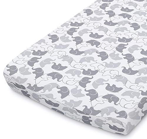 The Peanutshell Baby Changing Pad Covers for Boys or Girls | Grey & White 2 Pack Set | Elephant & Stripes