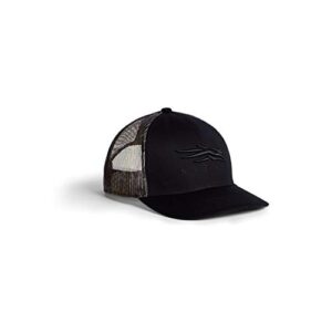 sitka gear men's icon mid profile trucker cap, sitka black/timber, osfa