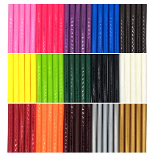 Colored Hot Melt Glue Sealing Sticks for Letter Seal Stamp, VARACL Kids Mini Hot Glue Gun Sticks for Arts Gift Crafts,Home General Repair,15 Colors,75 PCS, Diameter 7 mm/0.28", Length 10 cm/3.9"