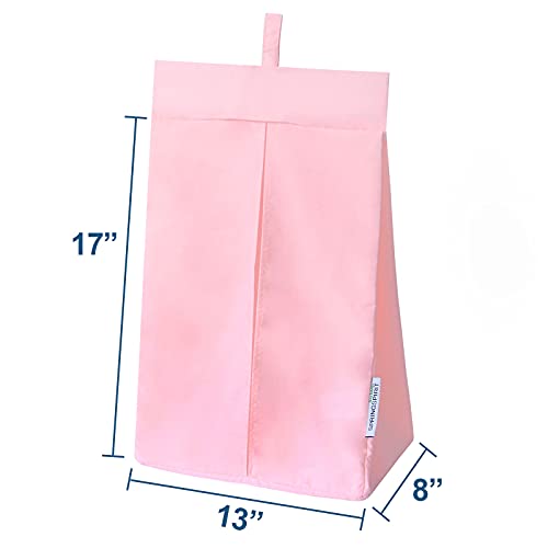 SPRINGSPIRIT Diaper Organizer, Diaper Bag Organizer Hanging Beside Changing Pad Table, Playard or Wall for Diaper Stacker, Pink Diaper Organizer