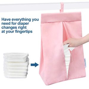 SPRINGSPIRIT Diaper Organizer, Diaper Bag Organizer Hanging Beside Changing Pad Table, Playard or Wall for Diaper Stacker, Pink Diaper Organizer